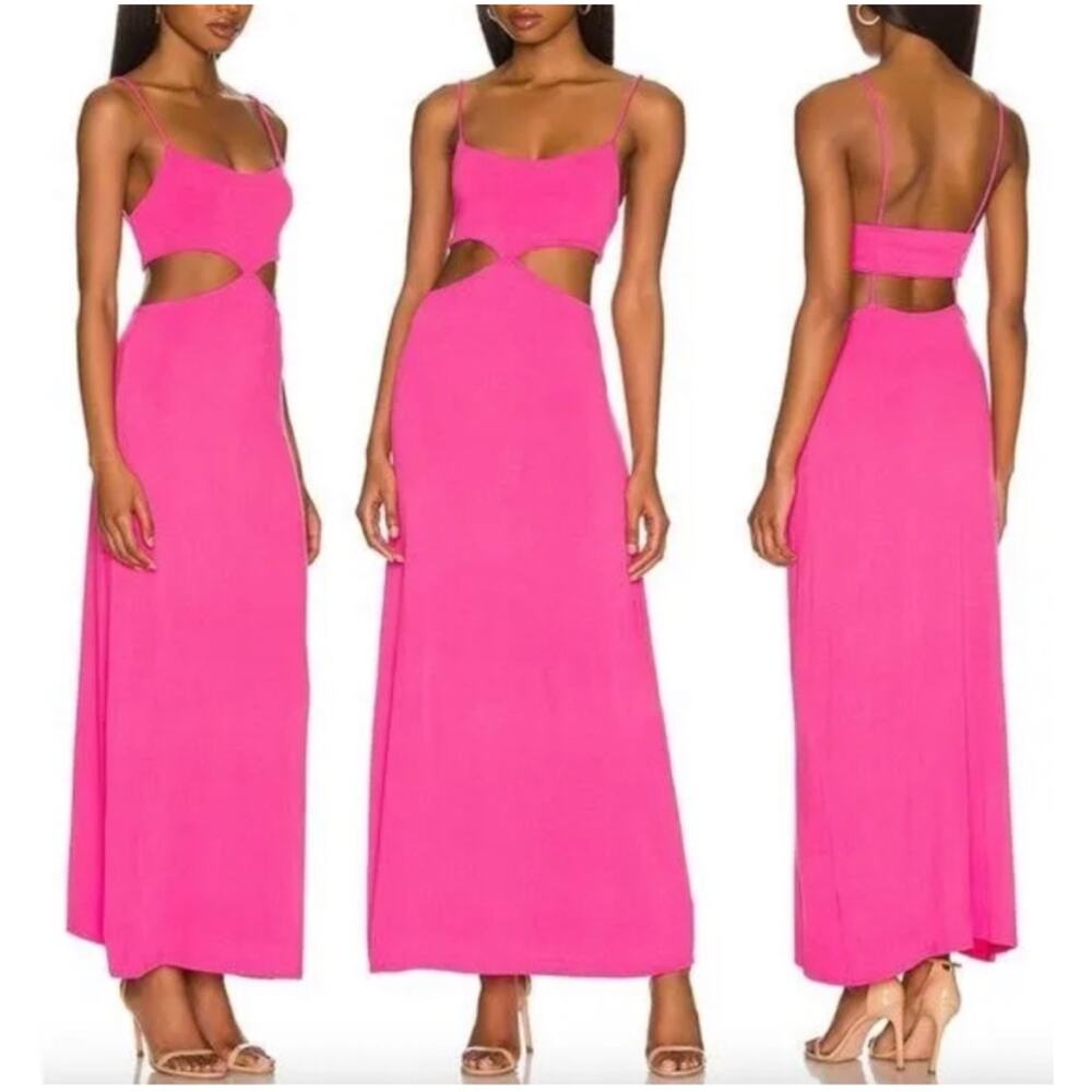 Free People Beach NWT Piper Sleeveless Cutout Midi Maxi Dress Pink Size L Slinky
